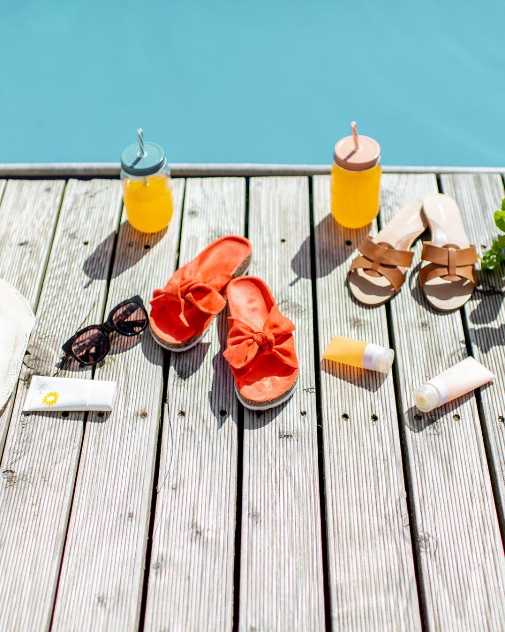 Poolside with accessories for summer vacations